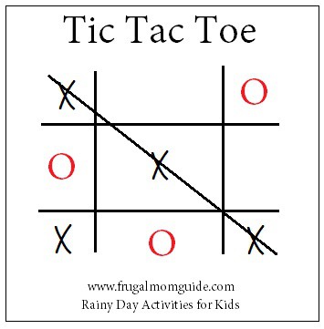 tic tac toe - rainy day activities for kids