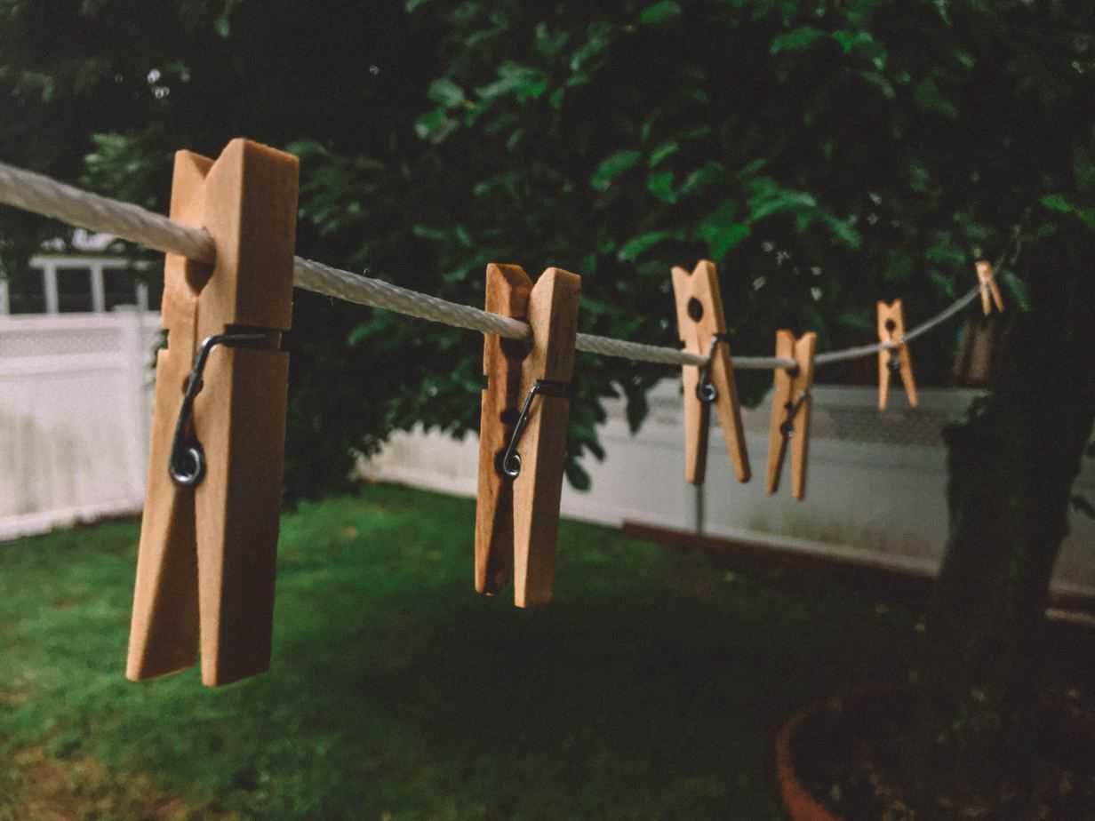 clothes pins on a line to save on electric bill