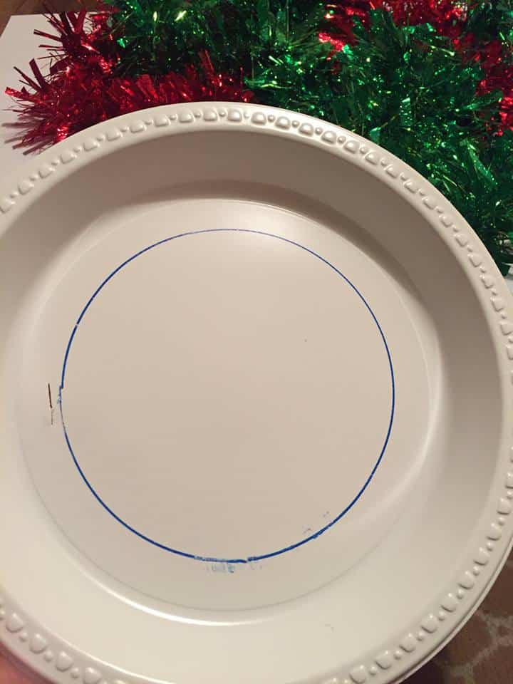 Paper plate with circle drawn on it