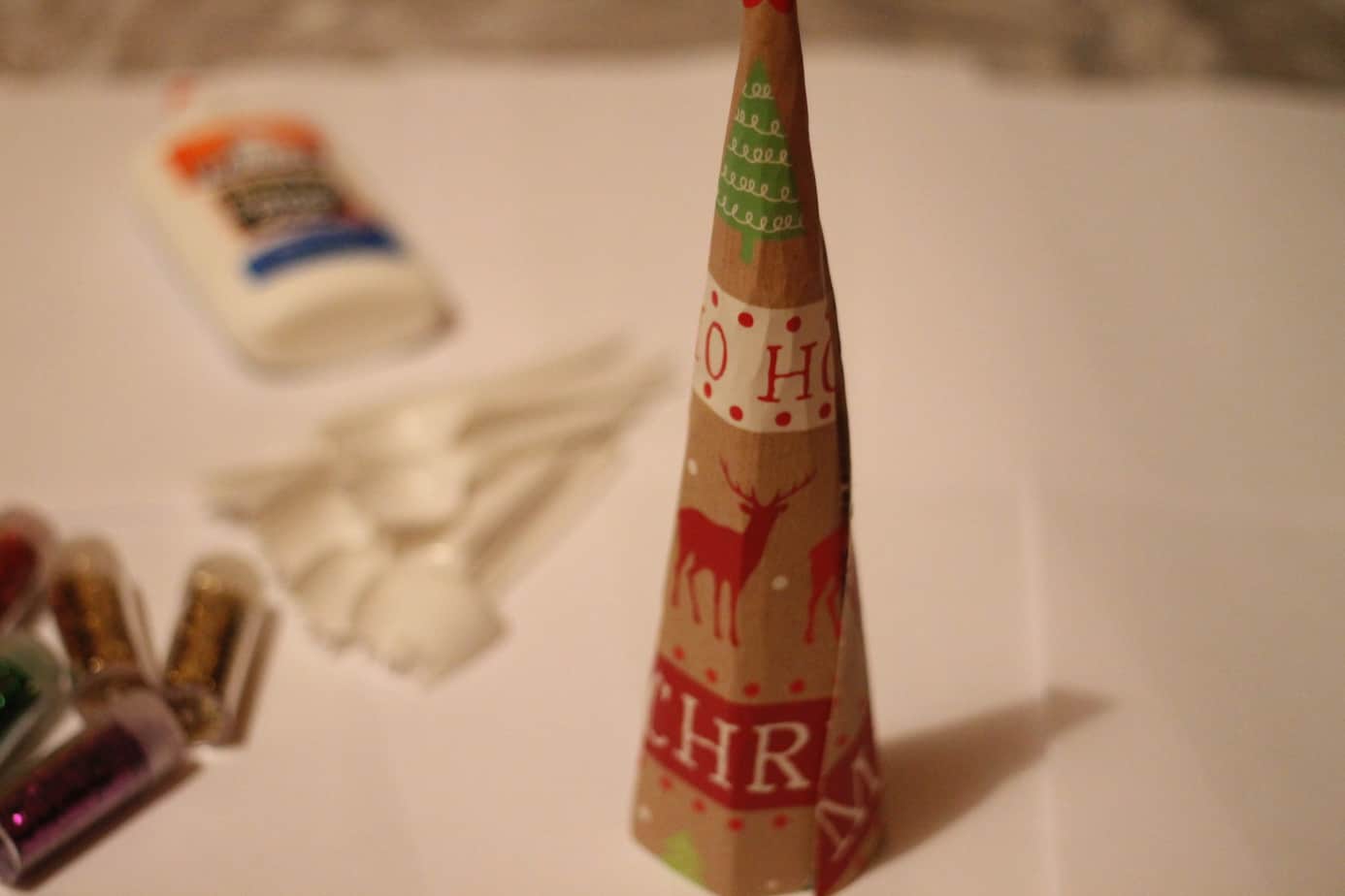 Cone shape for DIY Christmas Tree wrapped from the paper from Gift Bag