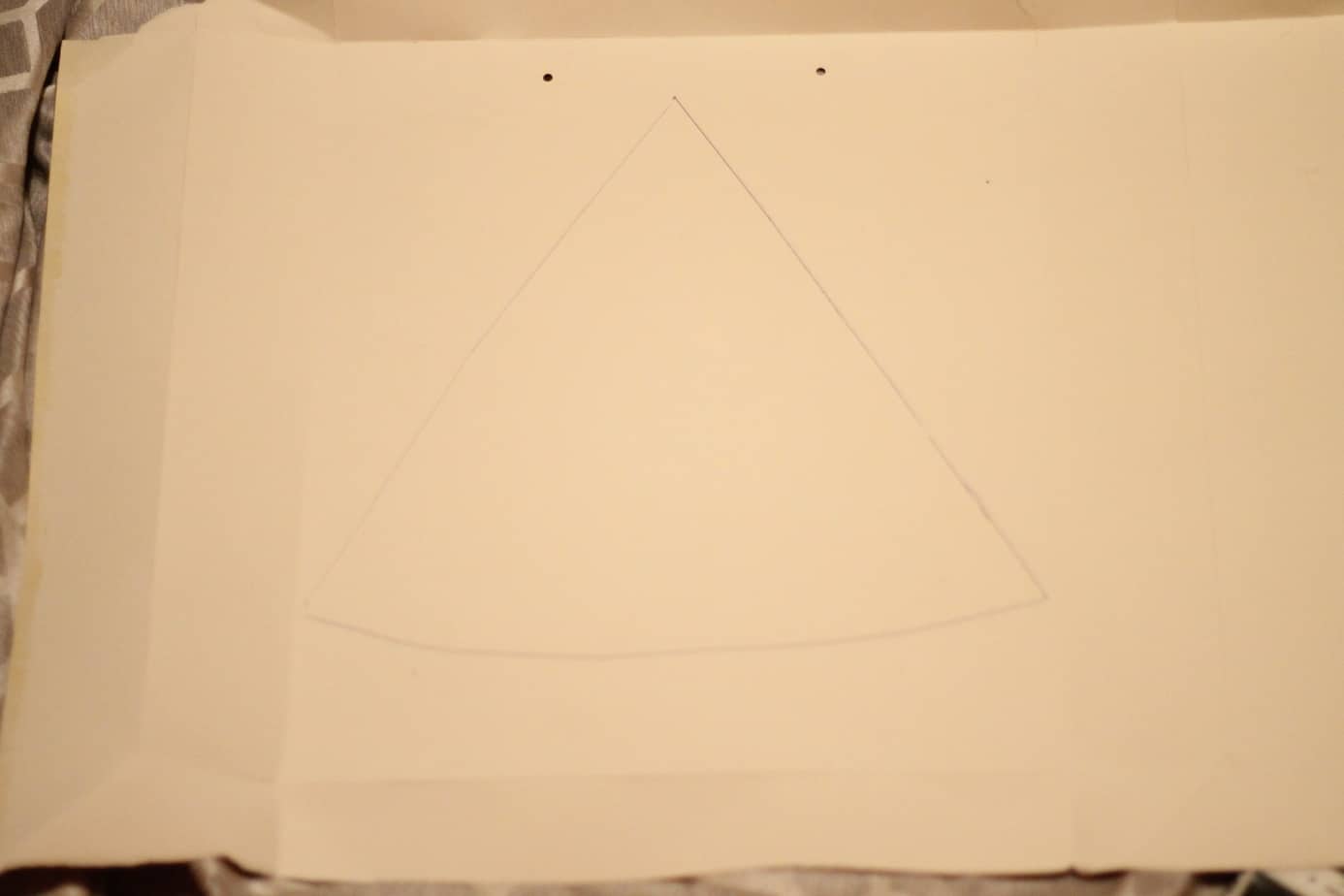 Gift bag with triangle drawn on it for DIY Christmas Decoration