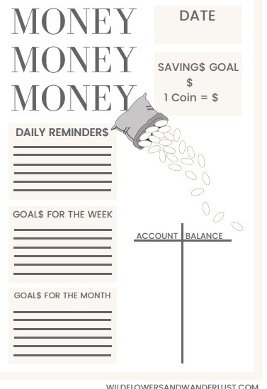 bujo idea - savings printable