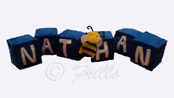 Personalized Letter Felt Blocks spelling out the name Nathan - to sell as a side hustle idea
