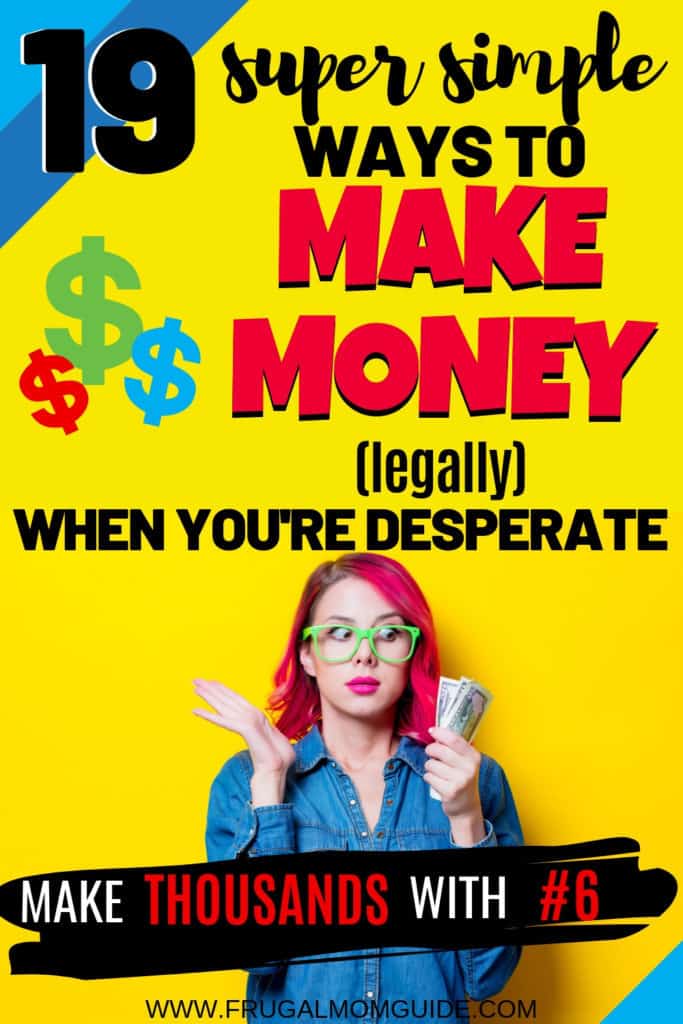 Make Money fast Today pin - Girl with pink hair holding money against yellow background