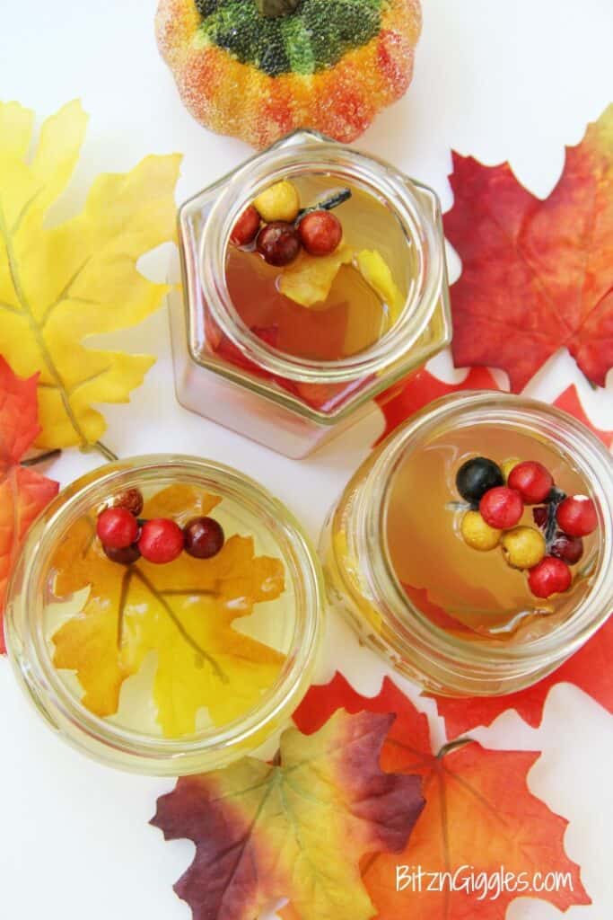 fall gel fresheners in jars on table diy