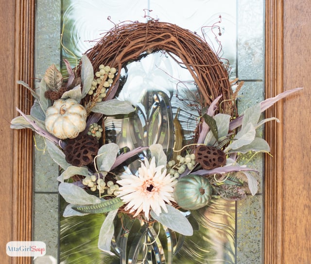 DIY Fall Decor Projects - Grapevine and Pumpkins Fall Wreath