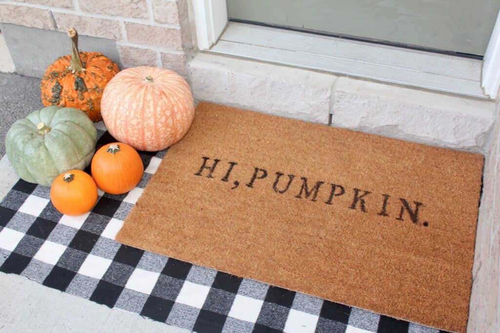 printed fall doormat in front porch diy fall decor