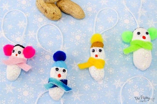 DIY Christmas Decorations - Peanut Snowman Christmas Ornaments