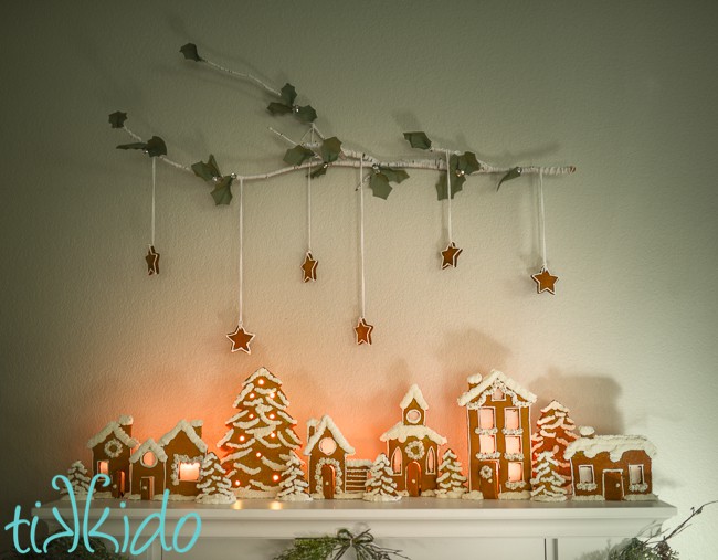 DIY Christmas Decorations - gingerbread town candle holders