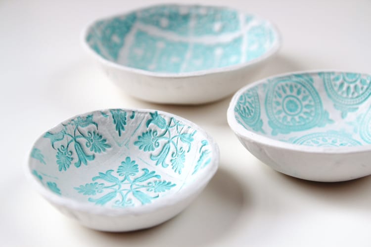 stamped clay bowls - most profitable crafts to sell