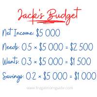 Jack's 50 30 20 Budget - Example 2