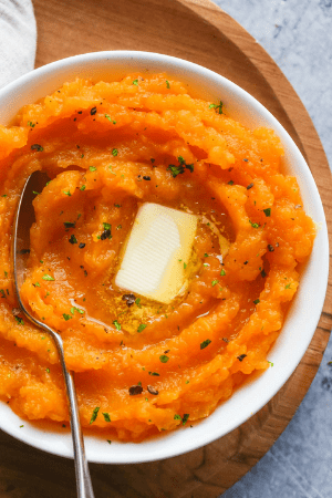 mashed sweet potato in bowl