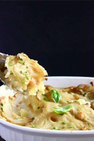 potato dauphinoise gratin in a dish