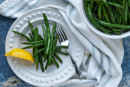 green beans with lemon on plate