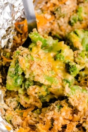 broccoli casserole in a dish