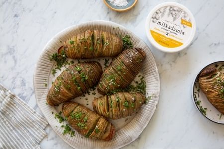 hasselback potatoes in a plate