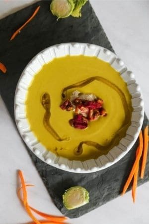 cheddar broccoli soup in bowl