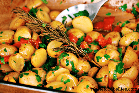 mini potatoes in dish - cheap thanksgiving sides