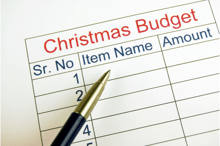 pen and holiday budgeting planner