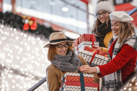 3 women christmas shopping