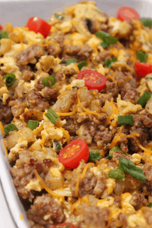 egg, sausage and potato scramble - budget friendly breakfast