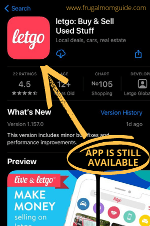 screenshot of letgo app - letgo vs offerup review
