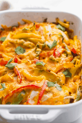 Cheesy Chicken Fajita Casserole - easy cheap dinner recipes