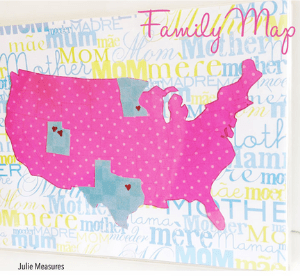 pink and blue family map - diy gifts for mothers day