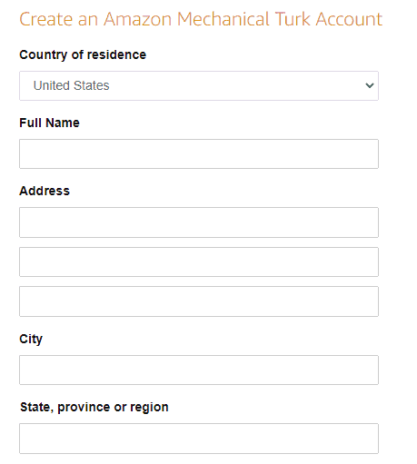 amazon mturk sign up step 3