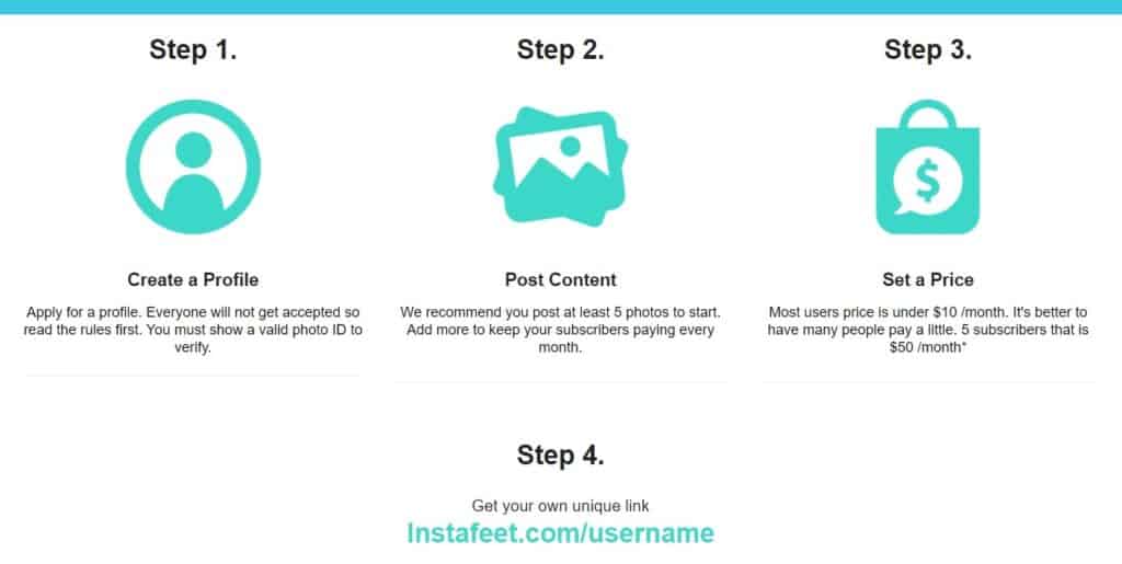 sell feet pics - screenshot of instafeet