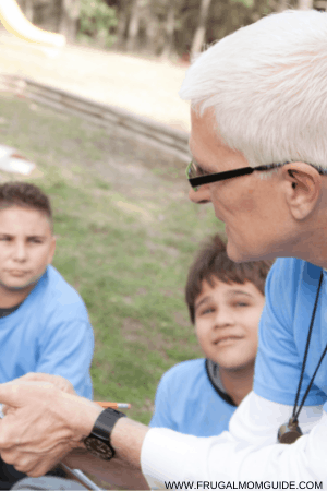 senior volunteer with kids