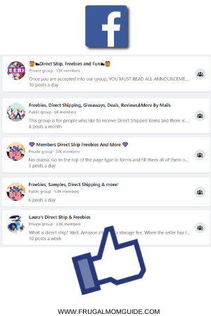 Direct Ship Facebook groups list screenshot