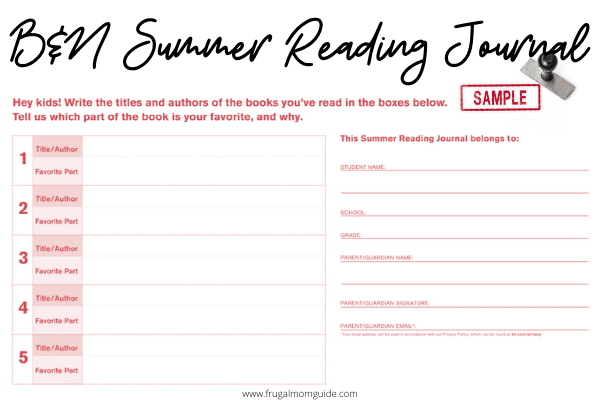 Barnes and Noble Summer Reading Journal