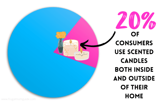 pie chart showing statistics - people who use candles inside and outside of home