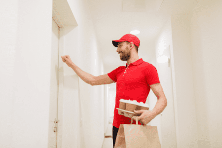 food delivery driver knocking on door