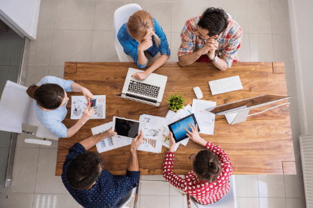 aerial view of focus group members