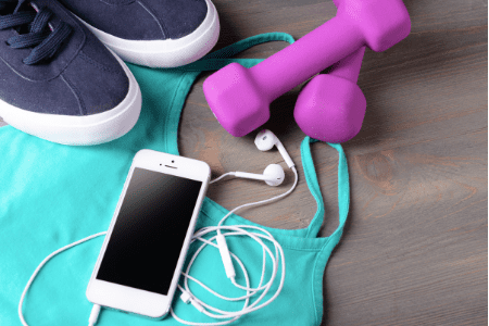 workout equipment and phone