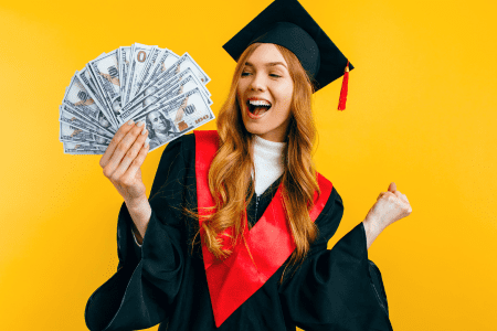 female college graduate with $2000 free money