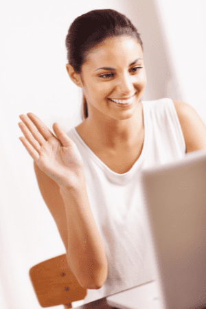 woman participating in online focus group