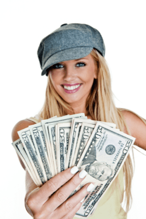 woman holding cash