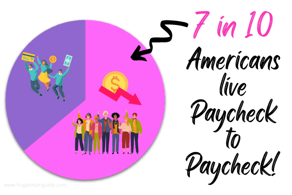 pie chart showing 7 in 10 Americans live paycheck to paycheck