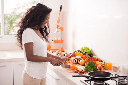 woman meal prepping