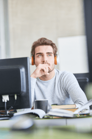 man working on computer