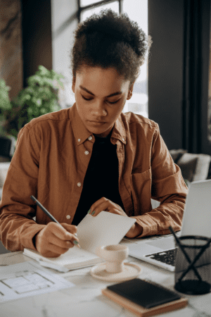 woman working from home