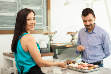 woman selling cupcakes