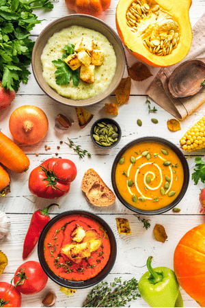 autumn soups on a table