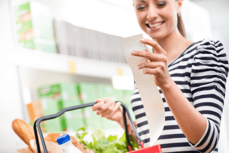 woman buying cheap groceries