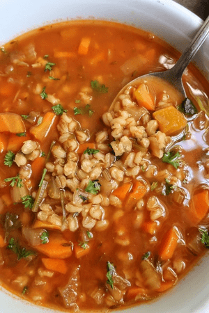 easy cheap fall soup - vegetable barley soup