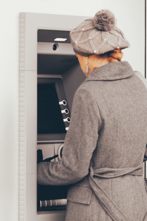 woman using atm