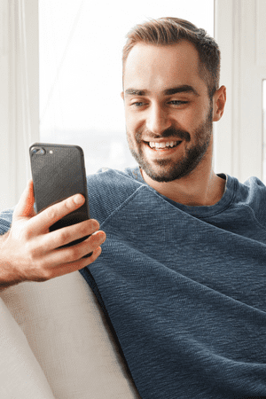 man doing surveys on phone